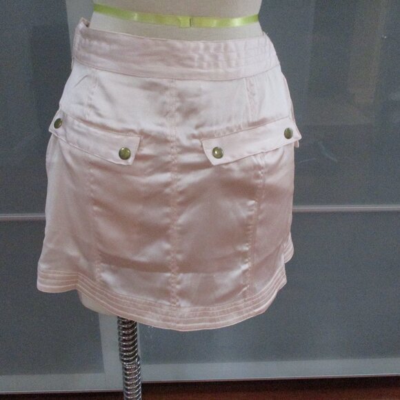 By Anthropologie Cargo Style Faux Wrap Satin Effect Mini Skirt - Picture 3 of 7